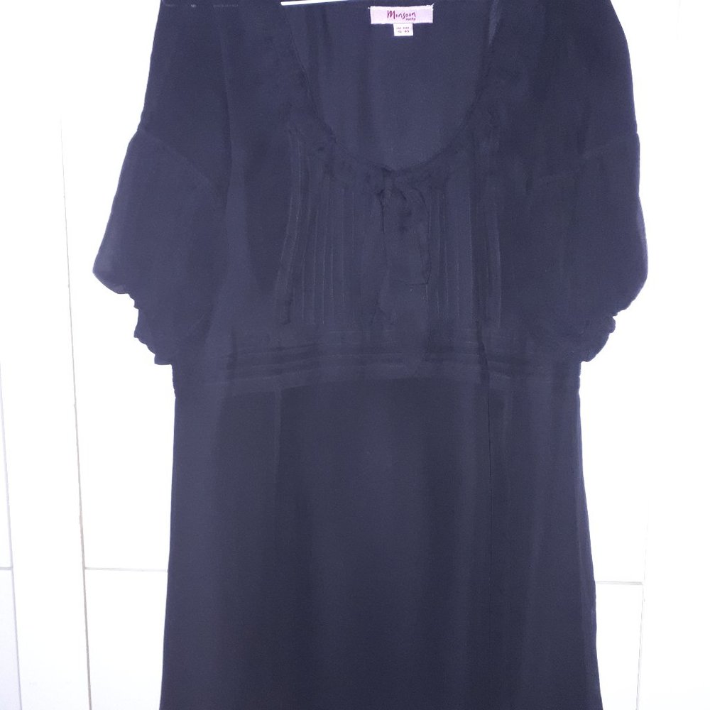 NWOT Black Silk Chiffon Flowy Top